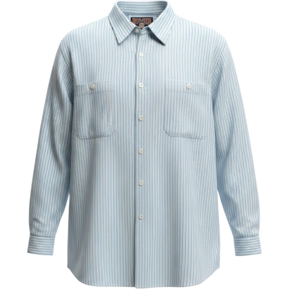 Duluth Trading Co XLTall Blue White Stripe Long Sleeve Button‎ Up Shirt Pockets